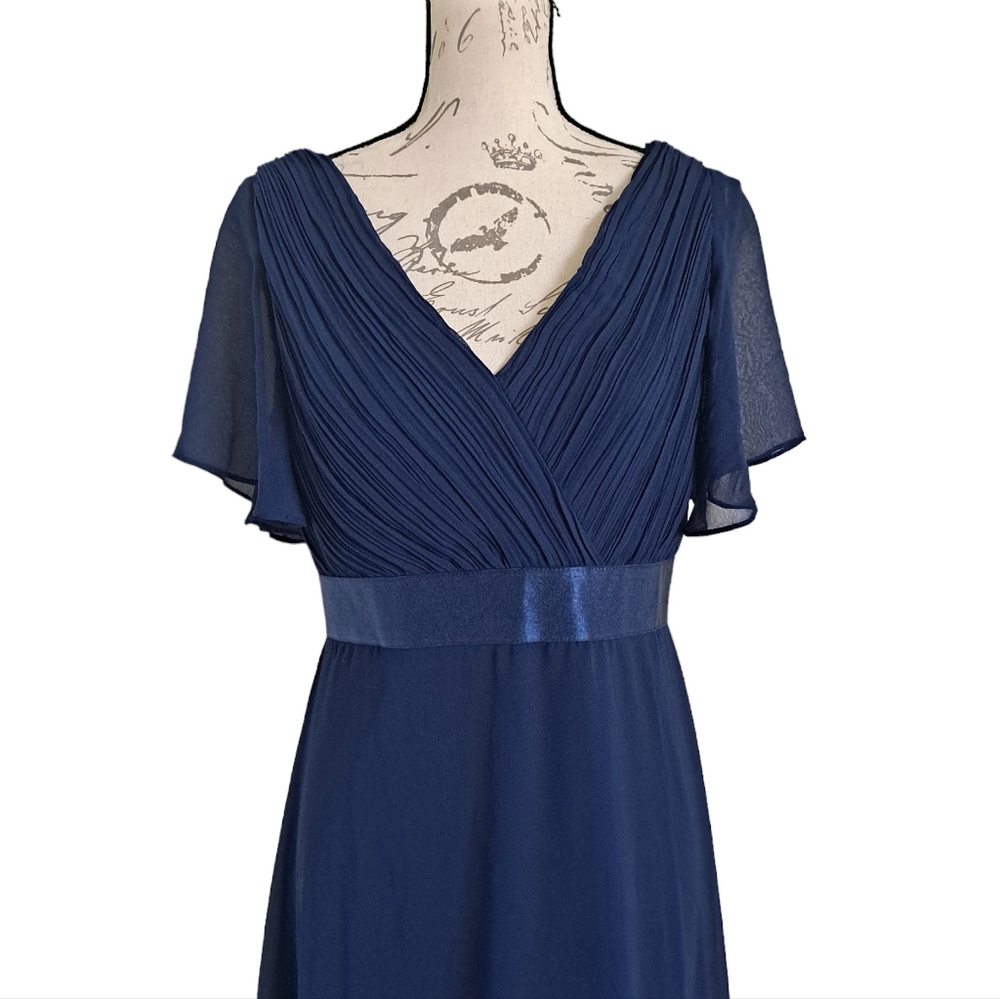 SOLD Ever Pretty navy blue long formal A line maxi prom Bridesmaid dress XL - Picture 5 of 17